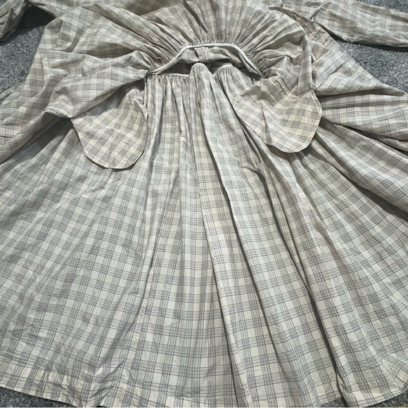 Casey Casey YUKI Dress in Natural Check Size Medium Cream Oversized Prairie - Picture 6 of 14